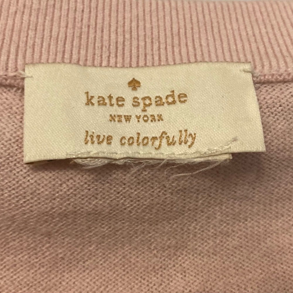 Kate Spade New York Pink Black Polka Dot Crew Neck Sweater - Picture 3 of 3